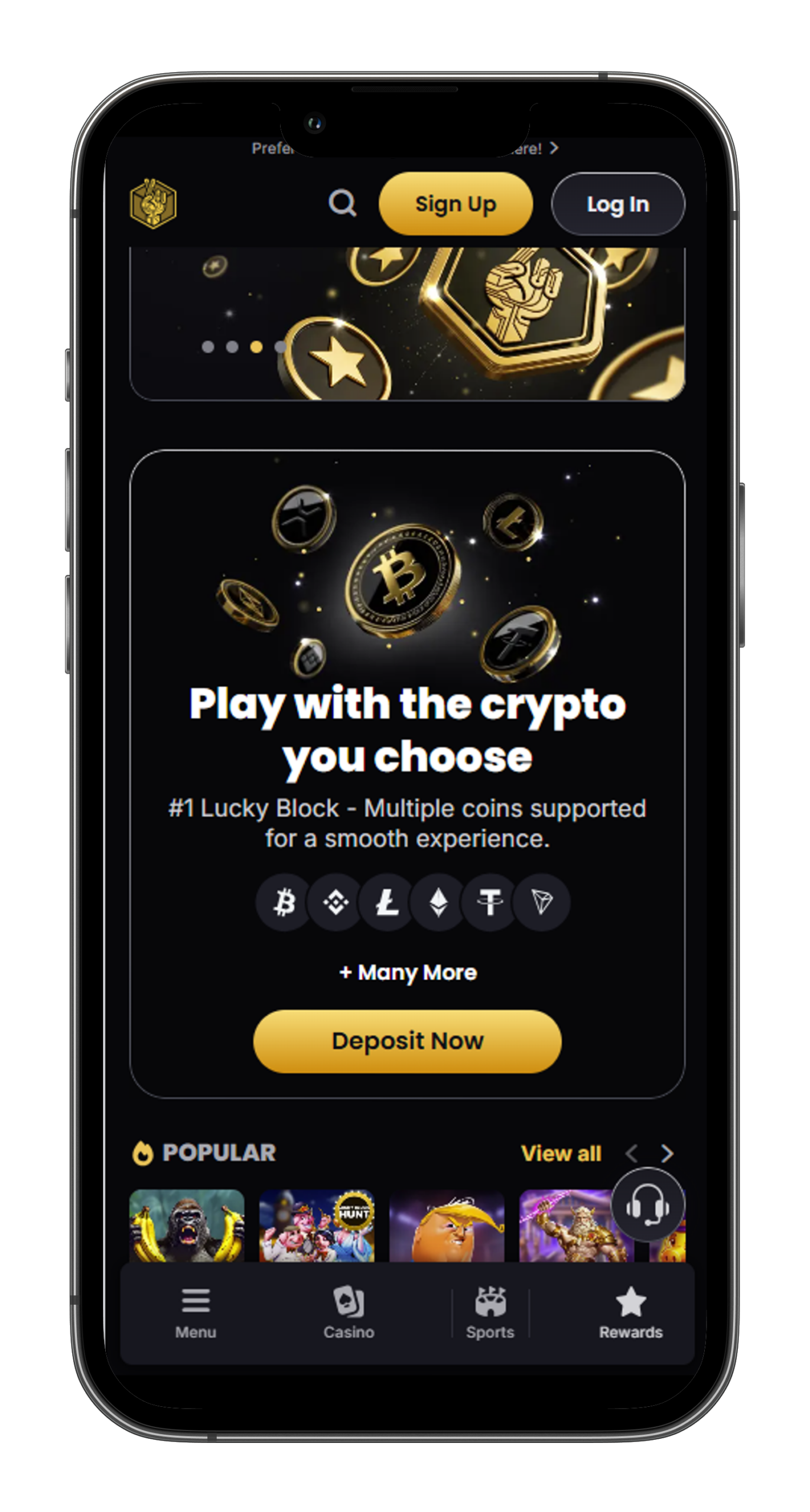 LuckyBlock crypto casino on mobile