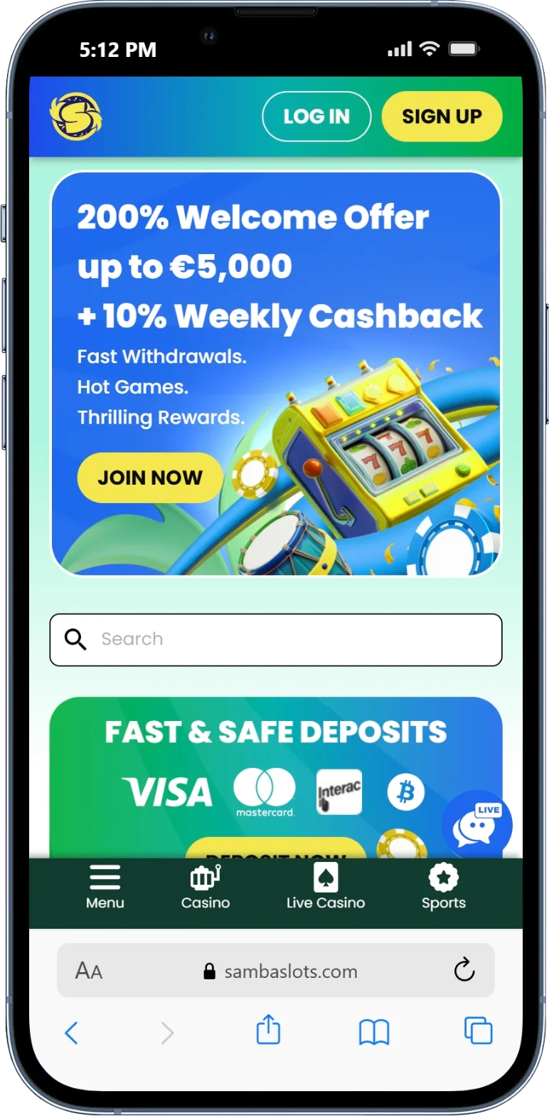 Samba Slots welcome offer